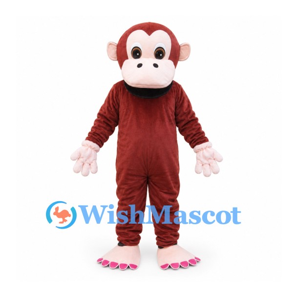Monkey Mascot Costume in Burgundy with Cream Face