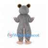 Mouse Mascot Costume in Gray with Long Pink Tail