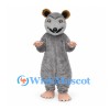 Mouse Mascot Costume in Gray with Long Pink Tail