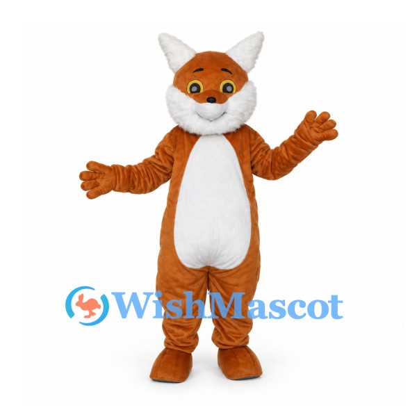 Fox Mascot Costume in Orange with White Belly