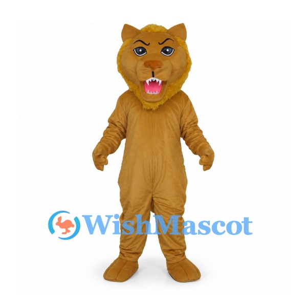 Lioness Mascot Costume in Tan with Open Mouth