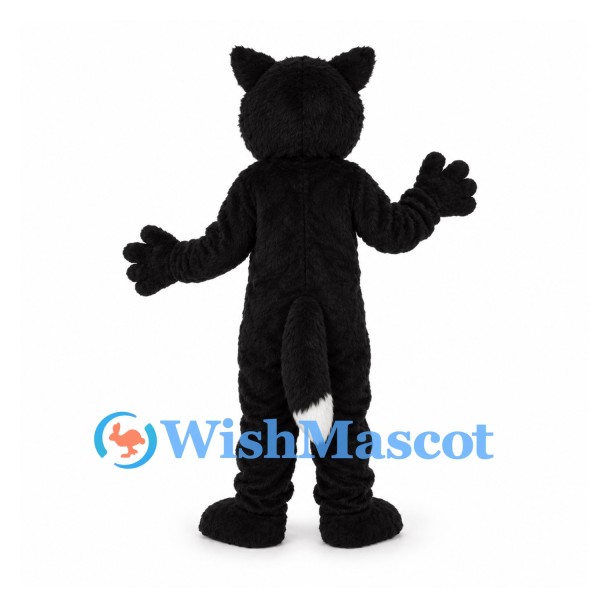 Cat Mascot Costume in Black and White with Blue Eyes