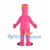 Dinosaur Mascot Costume in Pink with Yellow Belly and Sunglasses