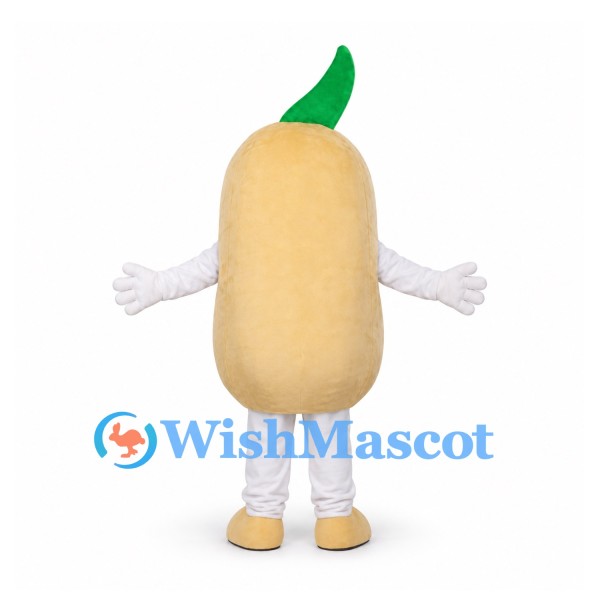 Vegetable Character Mascot Costume in Cream with Green Leaf