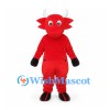 Bull Mascot Costume in Red with White Horns
