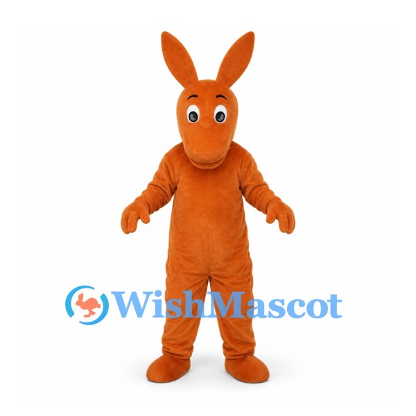 Kangaroo Mascot Costume in Orange with Long Tail