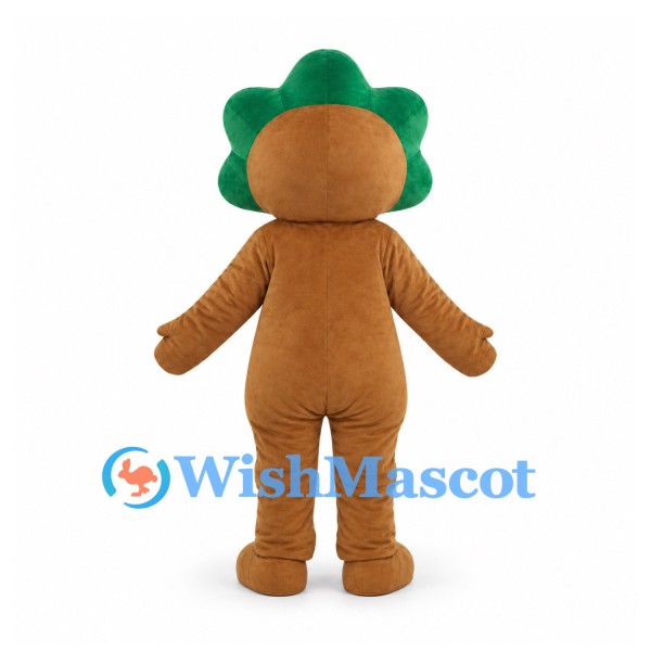 Acorn Mascot Costume in Brown with Green Leaf Crown