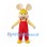 Rabbit Builder Mascot Costume with Yellow Hard Hat and Red Overalls