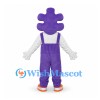Puzzle Piece Mascot Costume in Purple with Overalls