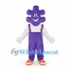 Puzzle Piece Mascot Costume in Purple with Overalls