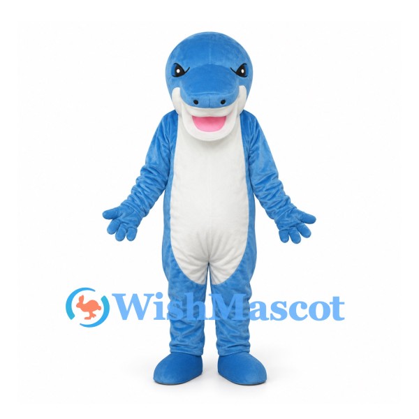 Shark Mascot Costume in Blue with White Belly