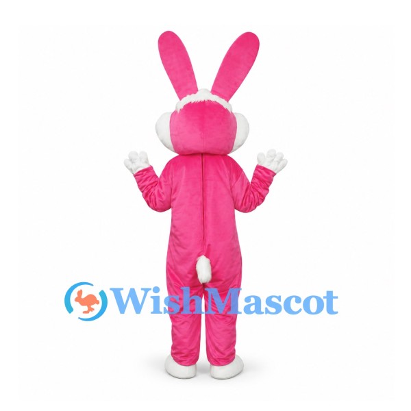 Rabbit Mascot Costume in Pink with White Belly