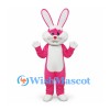 Rabbit Mascot Costume in Pink with White Belly