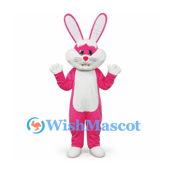 Rabbit Mascot Costume in Pink with White Belly