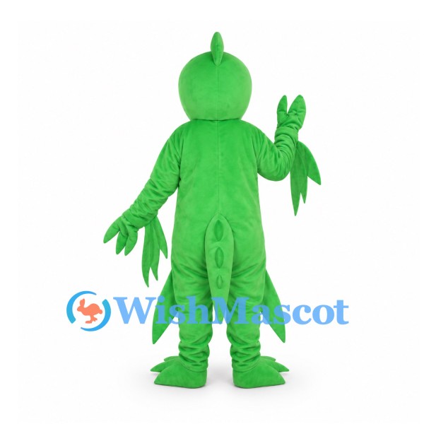 Lizard Mascot Costume in Green with Pink Belly and Side Fins