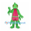 Lizard Mascot Costume in Green with Pink Belly and Side Fins