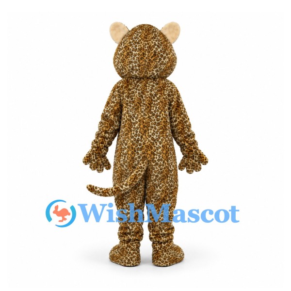 Leopard Mascot Costume with Brown Spotted Body and Long Tail