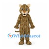 Leopard Mascot Costume with Brown Spotted Body and Long Tail