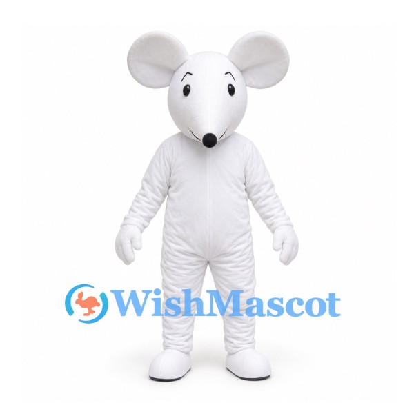 Mouse Mascot Costume in White with Large Ears