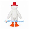 Duck Mascot Costume in White with Red Top Hat
