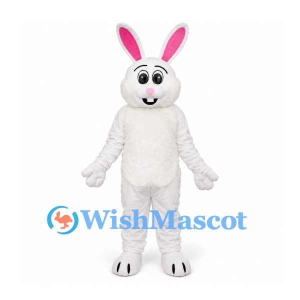 Rabbit Mascot Costume in White with Pink Inner Ears