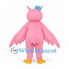 Owl Mascot Costume in Pink with Blue Head Tuft