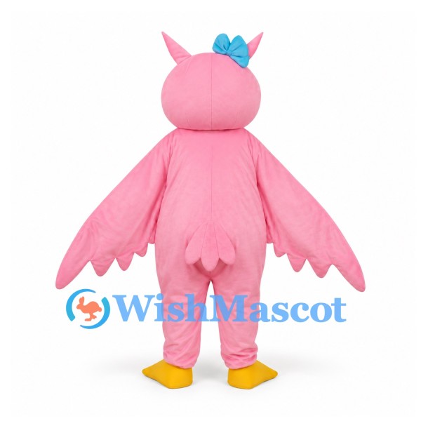 Owl Mascot Costume in Pink with Blue Head Tuft