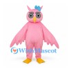 Owl Mascot Costume in Pink with Blue Head Tuft