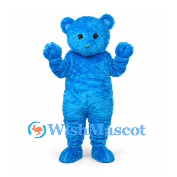 Bear Mascot Costume in Bright Blue with Rounded Ears