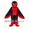 Turkey Mascot Costume in Black with Red Head and Wing Trim