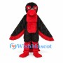 Turkey Mascot Costume in Black with Red Head and Wing Trim