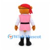 Pirate Bear Mascot Costume with Pink Vest and Red Bandana