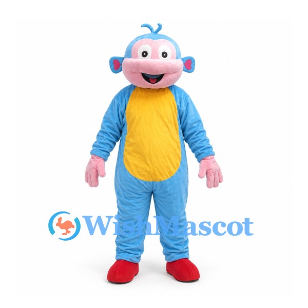 Monkey Mascot Costume in Blue with Yellow Belly