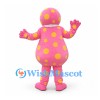 Clown Mascot Costume in Pink with Yellow Polka Dots