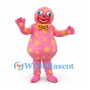 Clown Mascot Costume in Pink with Yellow Polka Dots