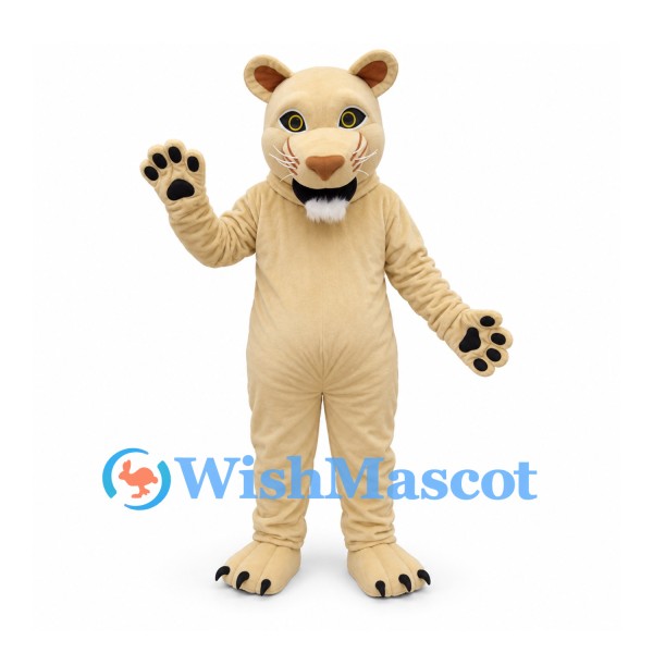 Lioness Mascot Costume in Cream with Black Paw Pads