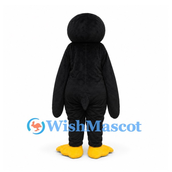 Penguin Mascot Costume in Black with White Belly and Yellow Bill