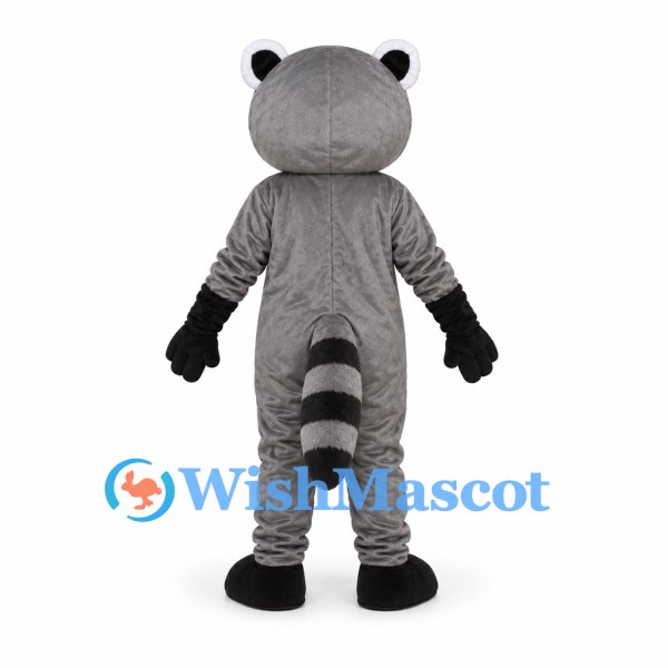 Raccoon Mascot Costume in Gray with Striped Tail