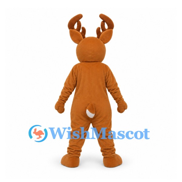 Reindeer Mascot Costume in Brown with Red Nose