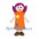 Girl Mascot Costume with Purple Hair and Orange Dress