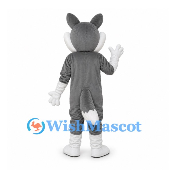 Wolf Mascot Costume in Gray with White Belly