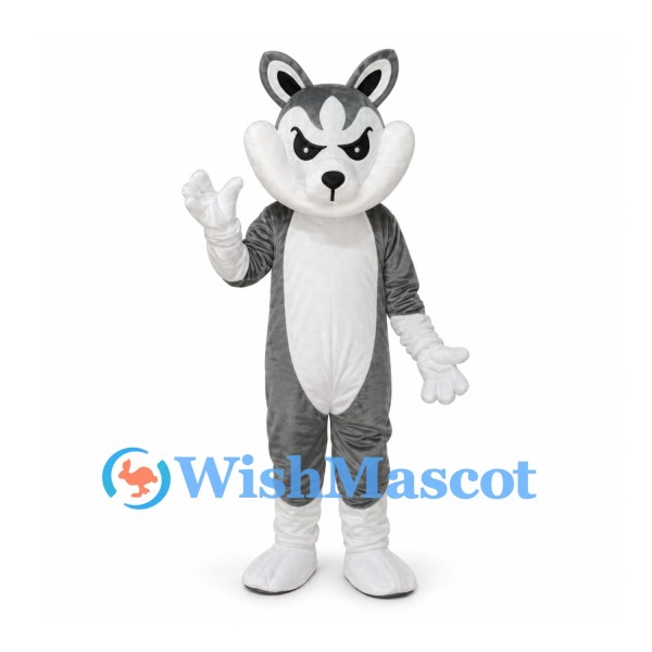 Wolf Mascot Costume in Gray with White Belly