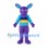Donkey Mascot Costume in Purple with Blue Striped Shirt