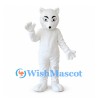 Arctic Wolf Mascot Costume in White with Bushy Tail