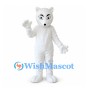 Arctic Wolf Mascot Costume in White with Bushy Tail