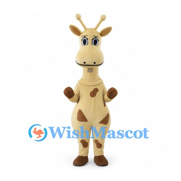 Giraffe Mascot Costume in Cream with Brown Patches