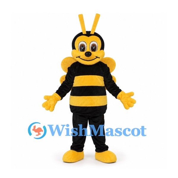 Bee Mascot Costume in Black and Yellow with Wings