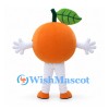 Orange Fruit Mascot Costume with Green Leaf and Smiling Face