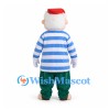Sailor Mascot Costume with Red Cap and Blue Striped Shirt