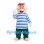 Sailor Mascot Costume with Red Cap and Blue Striped Shirt